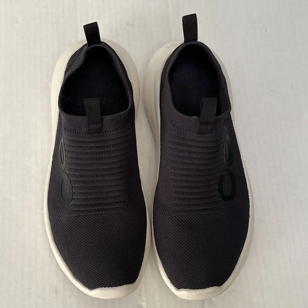 Oofos Oomy Zen Mens Sz 12 Black White Slip On Recovery Shoes Lightweight Comfort